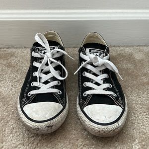 Youth black converse low tops, used condition.